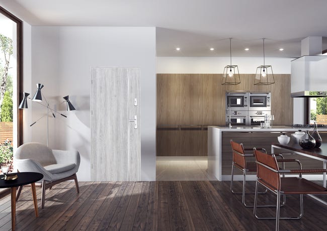 Drzwi wewnętrzne drewniane wejściowe Grafen Top Dąb Srebrny 90 Lewe otwierane do wewnątrz Nawadoor