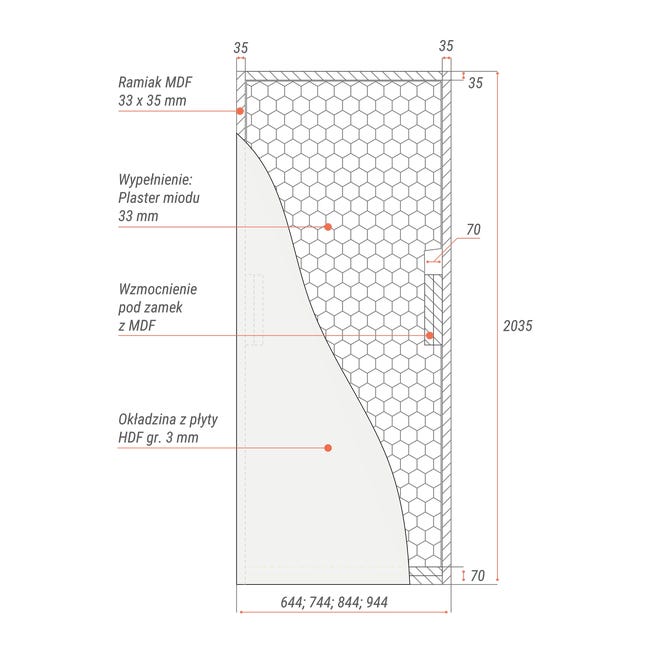 Drzwi wewnętrzne pełne Morano II Białe 70 Lewe Classen