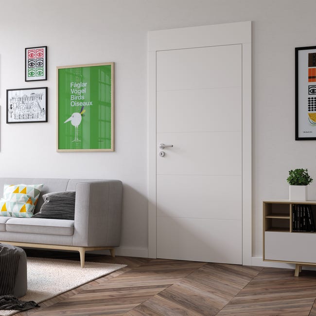 Drzwi wewnętrzne pełne bezprzylgowe Vector E Białe 90 Prawe Porta