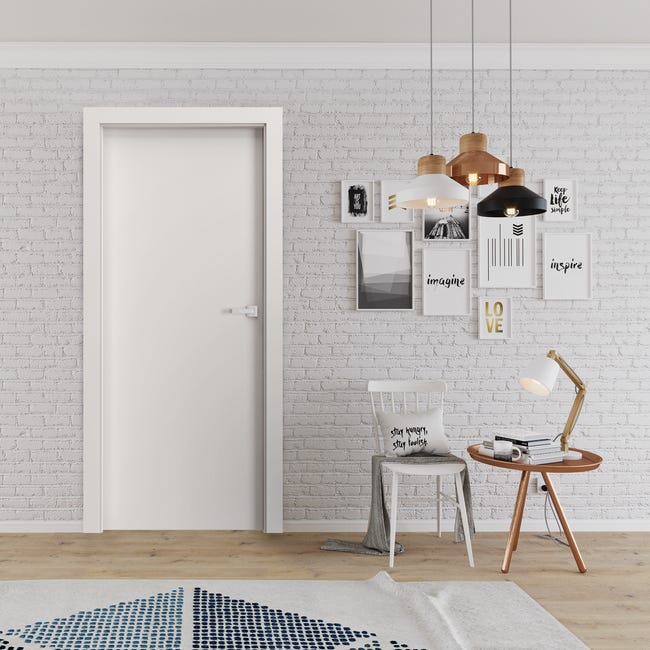 Drzwi wewnętrzne pełne bezprzylgowe Vector T Białe 80 Lewe Porta