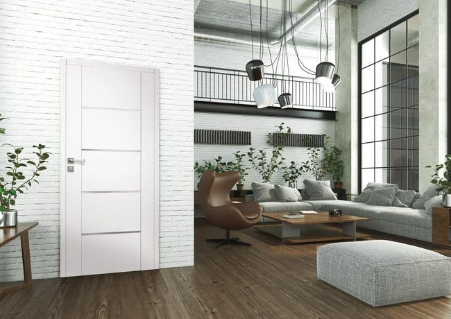 Drzwi wewnętrzne pokojowe bezprzylgowe Malibu White 80 Prawe Artens