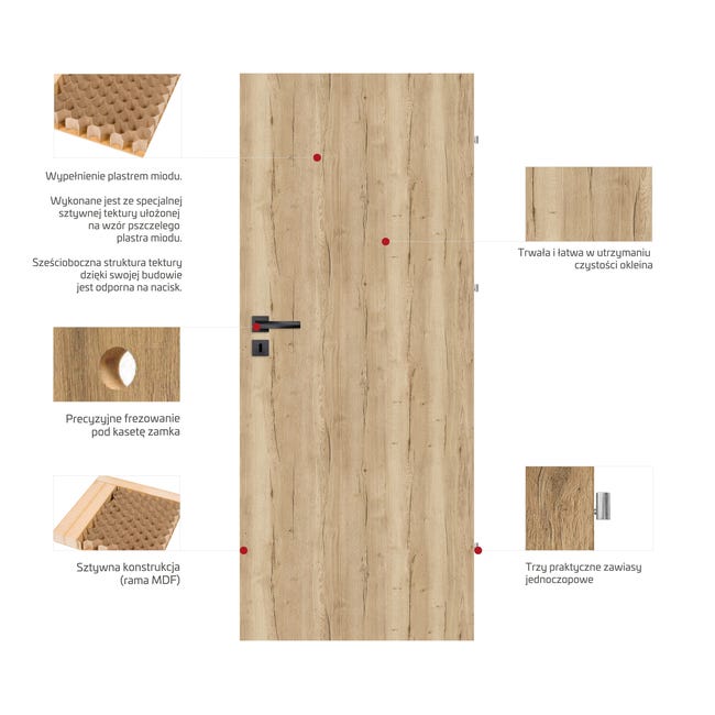 Drzwi wewnętrzne ukryte pełne 80 Lewe otwierane do wewnątrz białe do malowania