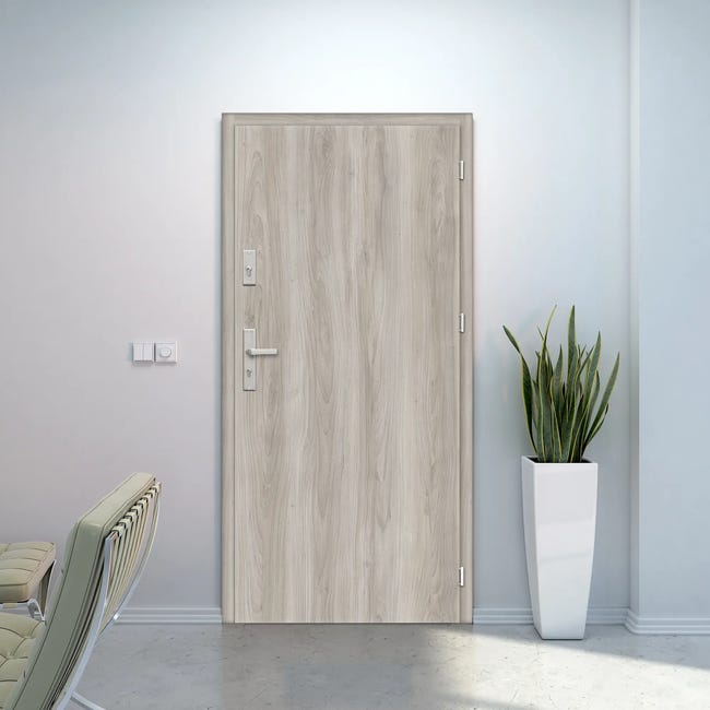 Drzwi wewnętrzne wejściowe MDF 32 dB Santos Set jesion modern 90 prawe