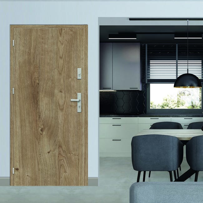 Drzwi wewnętrzne wejściowe MDF RC2 32dB Eris Set dąb wiosenny 80 lewe