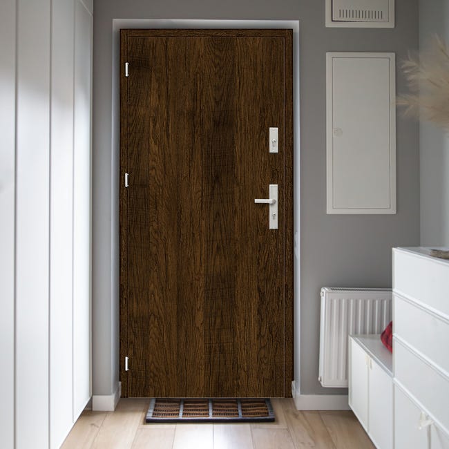 Drzwi wewnętrzne wejściowe MDF RC2 32dB Eris Set orzech san marino 90 prawe