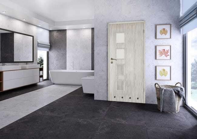 Drzwi wewnętrzne z tulejami wentylacyjnymi Alba Dąb silver 90 Prawe Artens