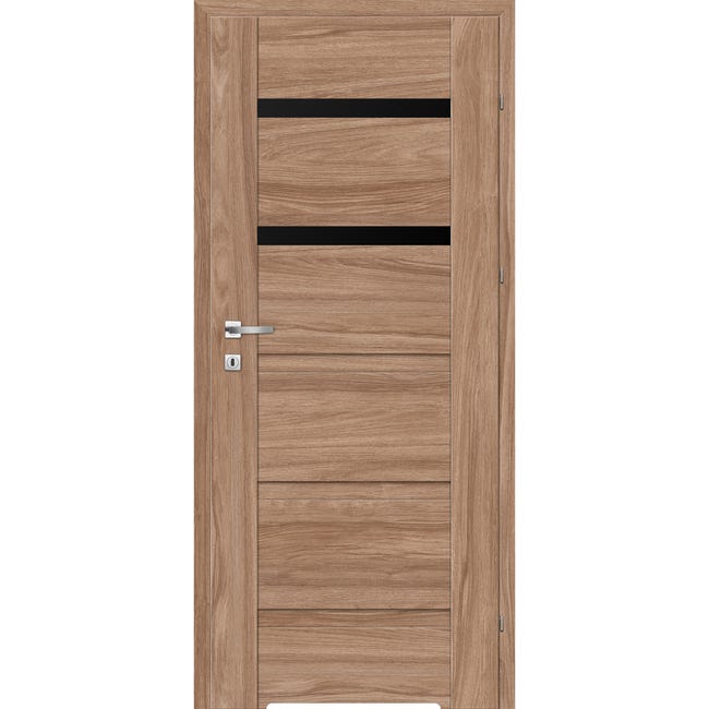 Drzwi wewnętrzne łazienkowe Tinos Black orzech karmel 60 prawe Artens