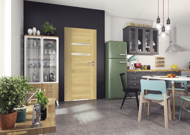 Drzwi wewnętrzne łazienkowe z podcięciem wentylacyjnym Etna Dąb piaskowy 60 Lewe Artens