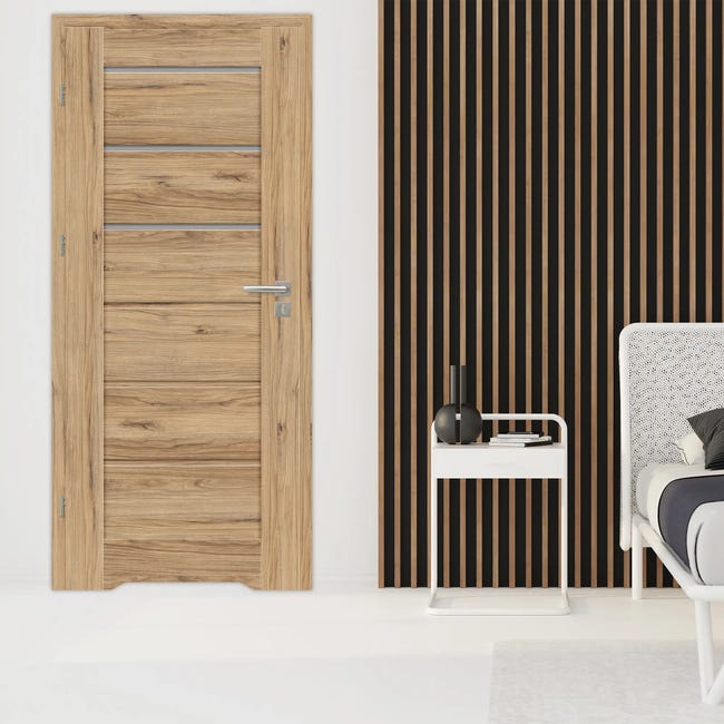 Drzwi wewnętrzne łazienkowe z podcięciem wentylacyjnym Minos Dąb Catania 80 Lewe Nawadoor