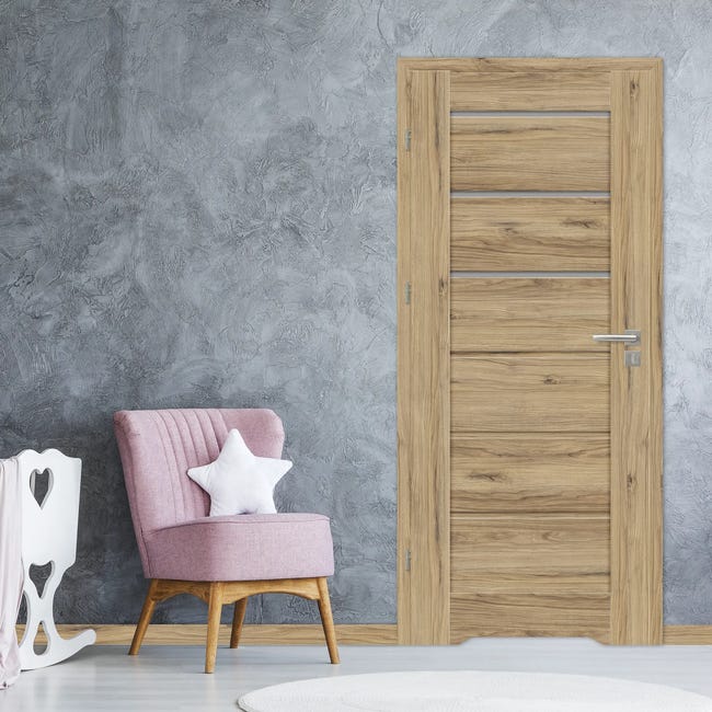 Drzwi wewnętrzne łazienkowe z podcięciem wentylacyjnym Minos Dąb Catania 80 Lewe Nawadoor