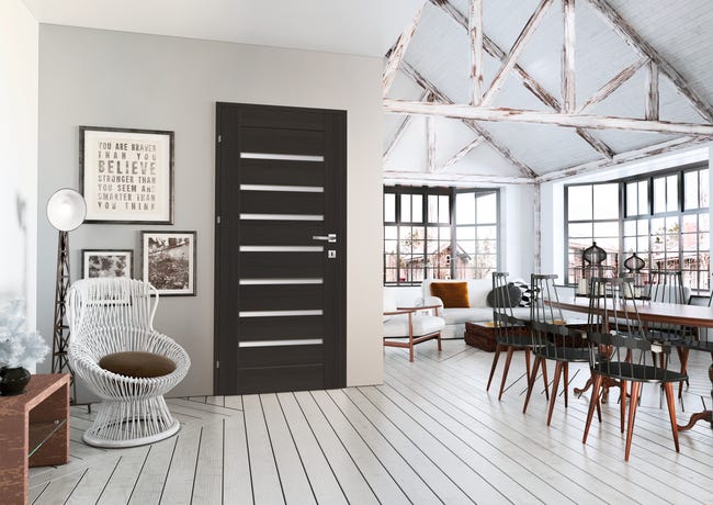 Drzwi wewnętrzne łazienkowe z podcięciem wentylacyjnym Nemez Antracyt 60 Prawe Artens