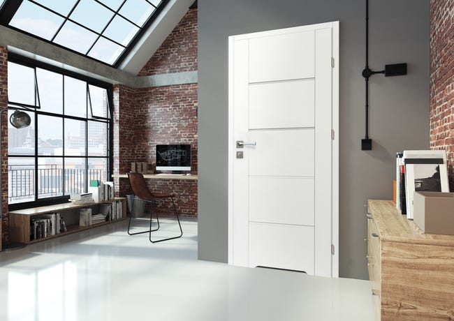 Drzwi wewnętrzne łazienkowe z podcięciem wentylacyjnym Nox Biały PP 60 Prawe Artens