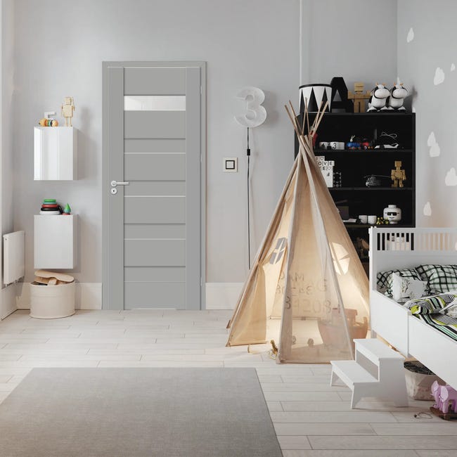 Drzwi wewnętrzne łazienkowe z podcięciem wentylacyjnym Pasto Szary mat 80 Prawe Artens