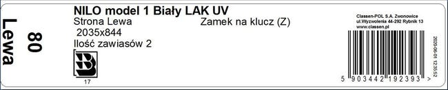 Drzwi wewnętrzne łazienkowe z podcięciem wentylacyjnym Trim W 90 Lewe Białe