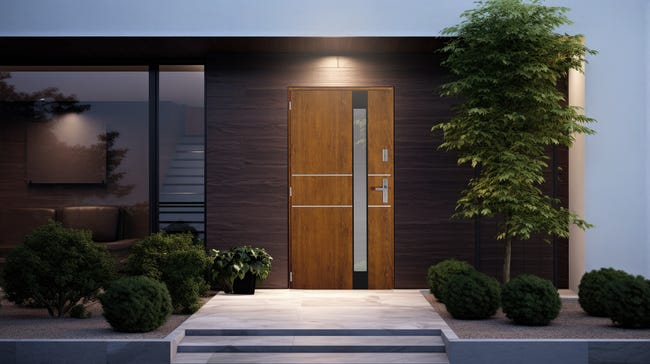 Drzwi zewnętrzne aluminiowo stalowe wejściowe Titanium złoty dąb 90 lewe Wiśniowski