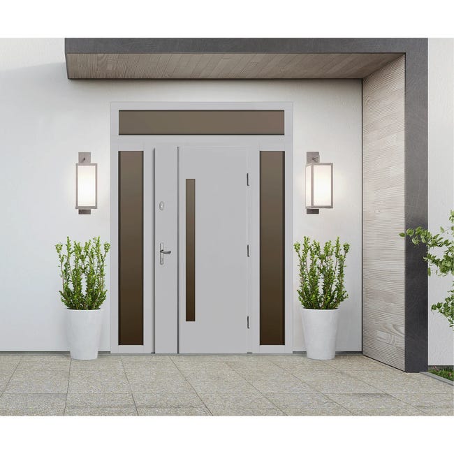 Drzwi zewnętrzne drewniane wejściowe Kalipso białe 90 prawe Lupol