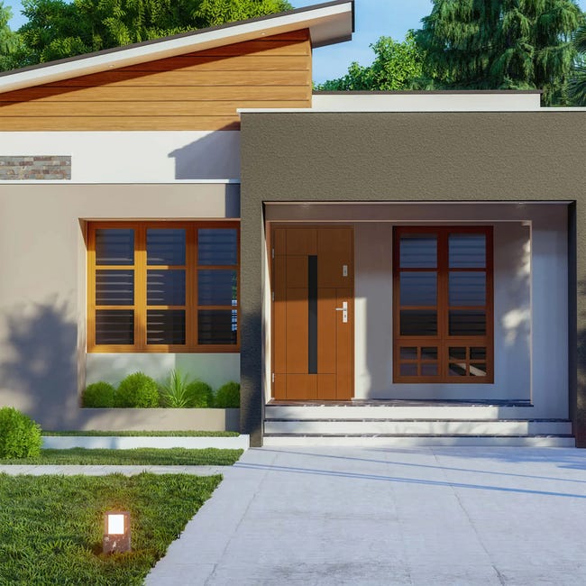 Drzwi zewnętrzne drewniane wejściowe Rodez thermo złoty dąb 90 Prawe Elprema