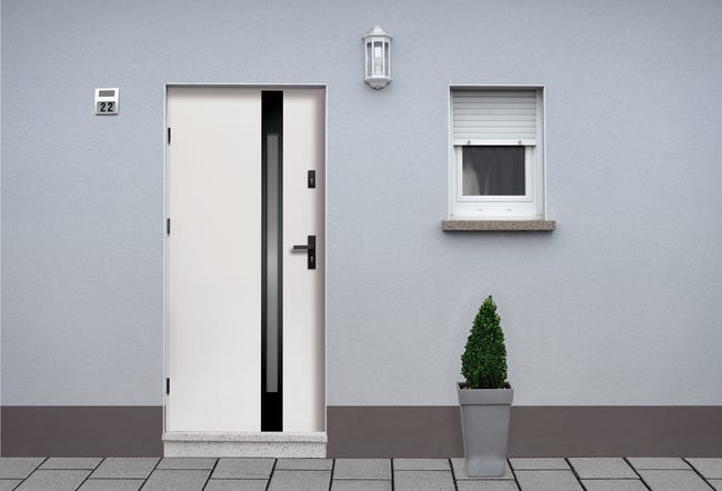 Drzwi zewnętrzne stalowe wejściowe Adriana 68 3 czarno-białe 90 lewe OK Doors Trendline