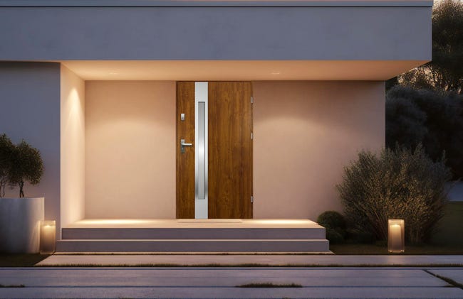 Drzwi zewnętrzne stalowe wejściowe Adriana 68 3 orzech 80 prawe OK Doors Trendline