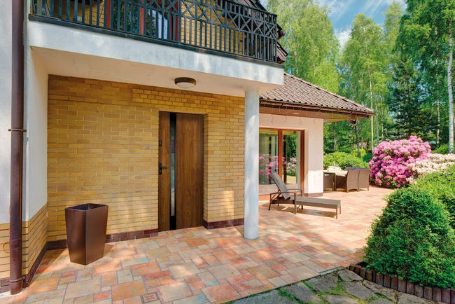 Drzwi zewnętrzne stalowe wejściowe Adriana 68 3 złoty dąb czarne 80 prawe OK Doors Trendline