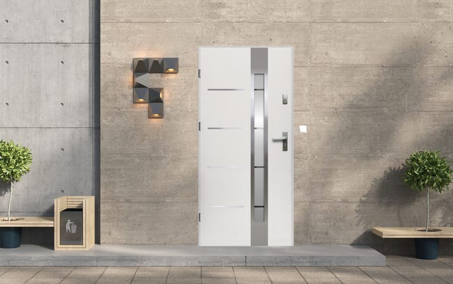 Drzwi zewnętrzne stalowe wejściowe Adriana 68 7 Białe 80 Lewe OK Doors Trendline