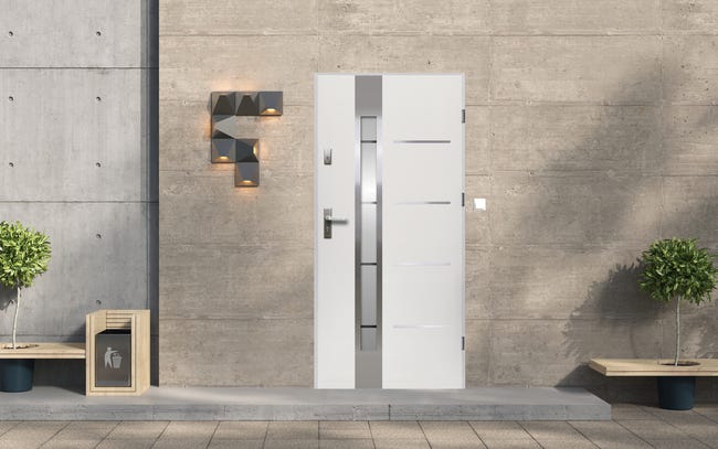 Drzwi zewnętrzne stalowe wejściowe Adriana 68 7 Białe 80 Prawe OK Doors Trendline