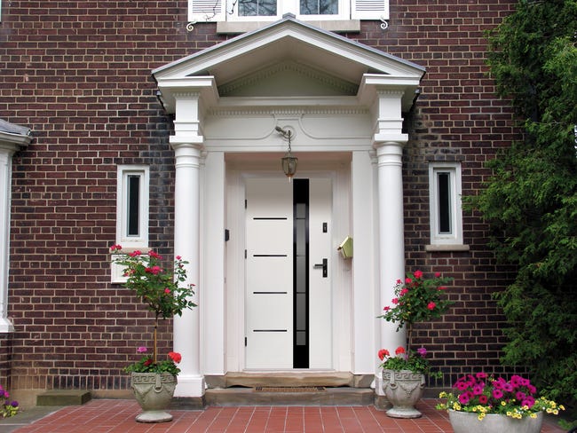 Drzwi zewnętrzne stalowe wejściowe Adriana 68 7 biało-czarne 80 lewe OK Doors Trendline