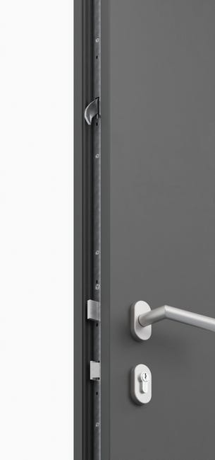 Drzwi zewnętrzne stalowe wejściowe Arco antracytowe 90 prawe OK Doors Trendline