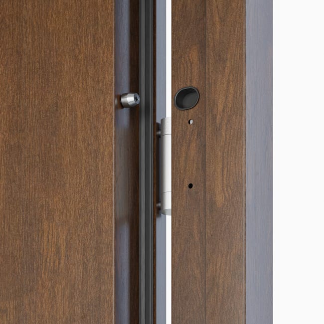 Drzwi zewnętrzne stalowe wejściowe Arco orzechowe 80 prawe OK Doors Trendline