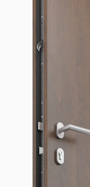 Drzwi zewnętrzne stalowe wejściowe Arco orzechowe 90 prawe OK Doors Trendline