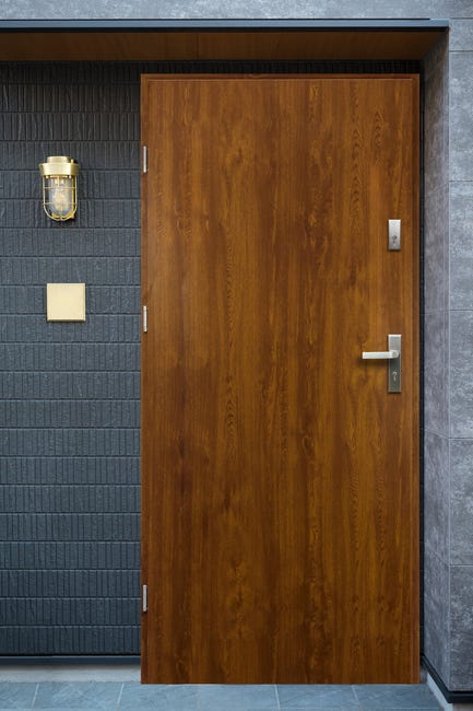 Drzwi zewnętrzne stalowe wejściowe Artemida 2 złoty dąb 90 lewe OK Doors Trendline