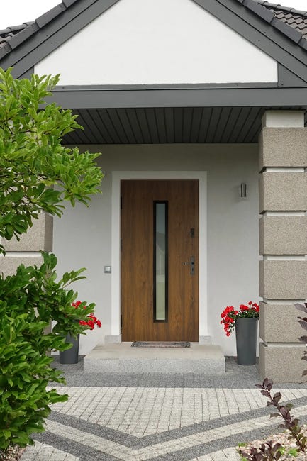 Drzwi zewnętrzne stalowe wejściowe Auria Passive orzechowe 90 lewe Splendoor