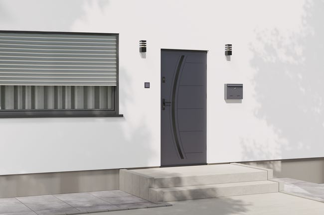 Drzwi zewnętrzne stalowe wejściowe Helios 68 antracytowe 90 prawe OK Doors Trendline