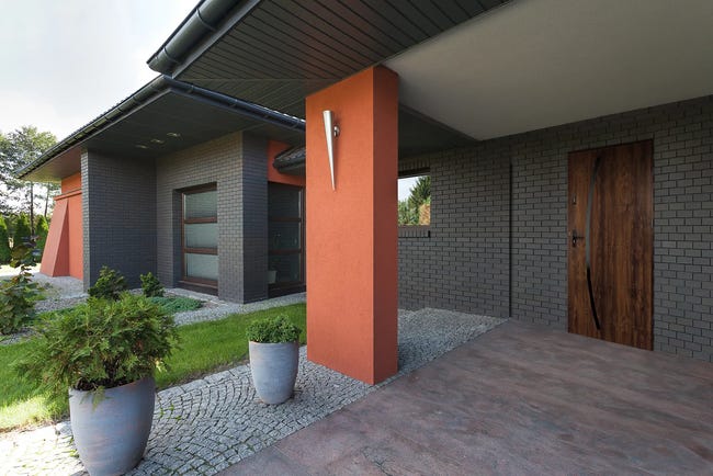 Drzwi zewnętrzne stalowe wejściowe Helios Black orzechowo-czarne 90 prawe OK Doors Trendline