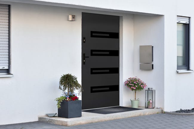 Drzwi zewnętrzne stalowe wejściowe Korsyka antracytowe 90 prawe Pantor