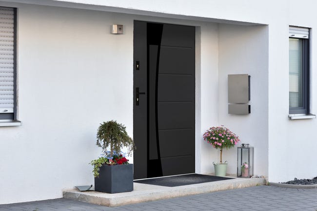 Drzwi zewnętrzne stalowe wejściowe Lyon Black antracytowe 90 lewe Pantor