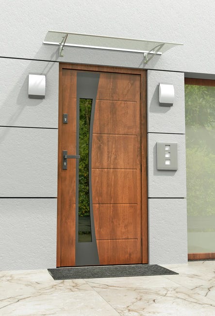 Drzwi zewnętrzne stalowe wejściowe Lyon Black orzechowe 90 prawe Pantor