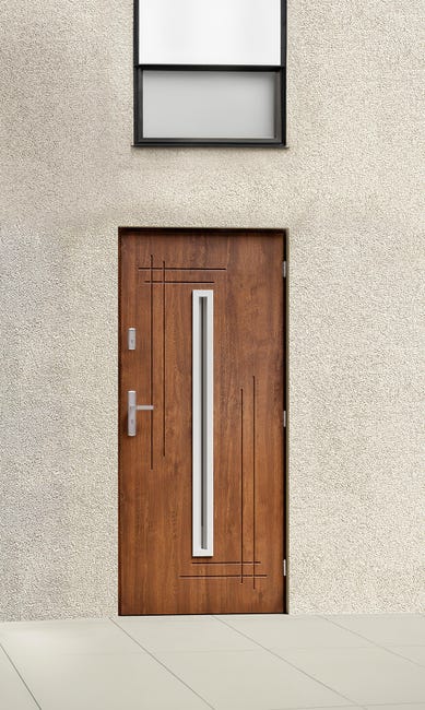Drzwi zewnętrzne stalowe wejściowe Ozyrys 2 Orzech 90 prawe Pantor