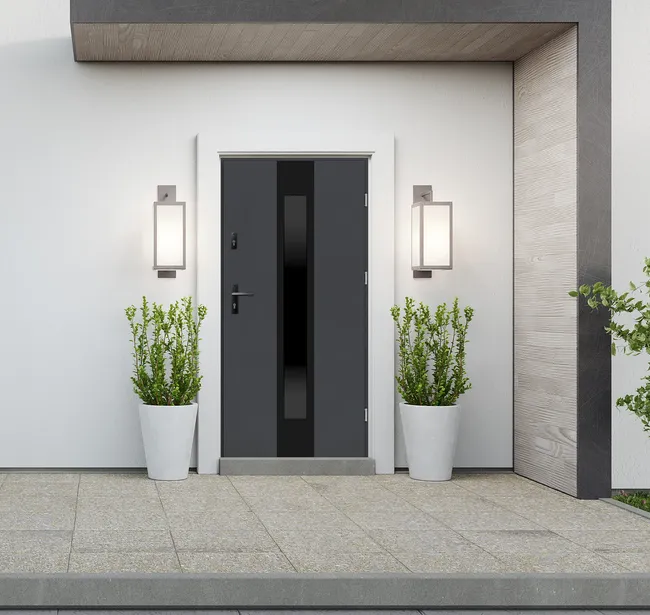 Drzwi zewnętrzne stalowe wejściowe Prato 2 Antracyt 90 prawe NOTIC DOORS