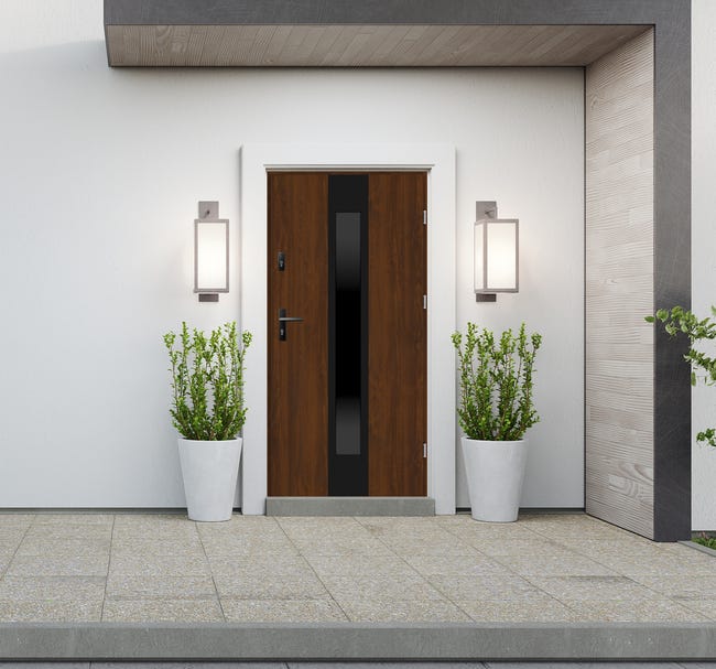 Drzwi zewnętrzne stalowe wejściowe Prato 2 Orzech 90 lewe NOTIC DOORS
