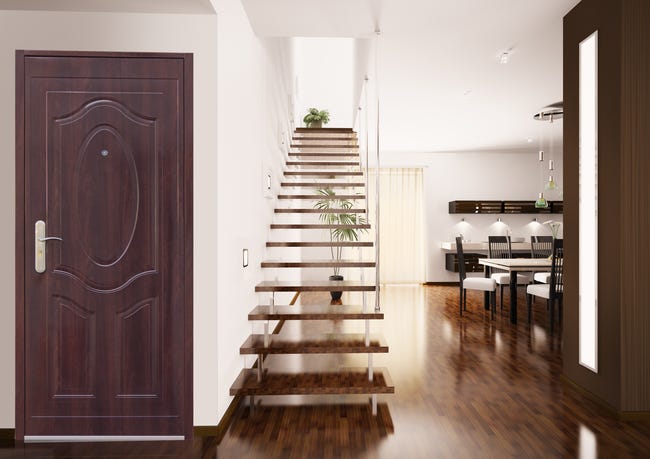 Drzwi zewnętrzne stalowe wejściowe RA-07 Mahoń 80 Prawe ok Doors Trendline