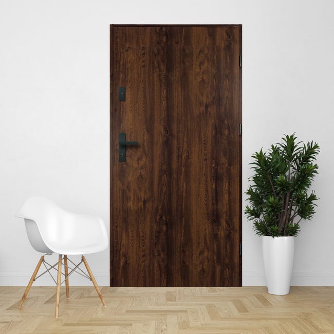 Drzwi zewnętrzne stalowe wejściowe Stark RC3 orzechowe 80 prawe OK Doors Trendline