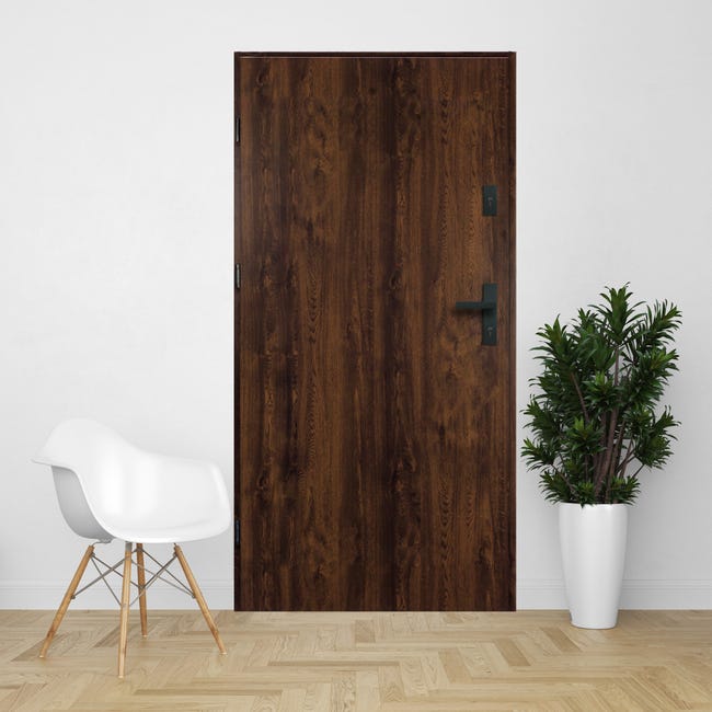 Drzwi zewnętrzne stalowe wejściowe Stark RC3 orzechowe 90 lewe OK Doors Trendline