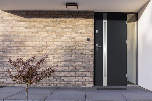 Drzwi zewnętrzne stalowe wejściowe Temidas Antracyt 80 Prawe OK Doors Trendline
