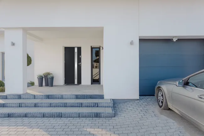 Drzwi zewnętrzne stalowe wejściowe Temidas Antracyt 90 Lewe OK Doors Trendline