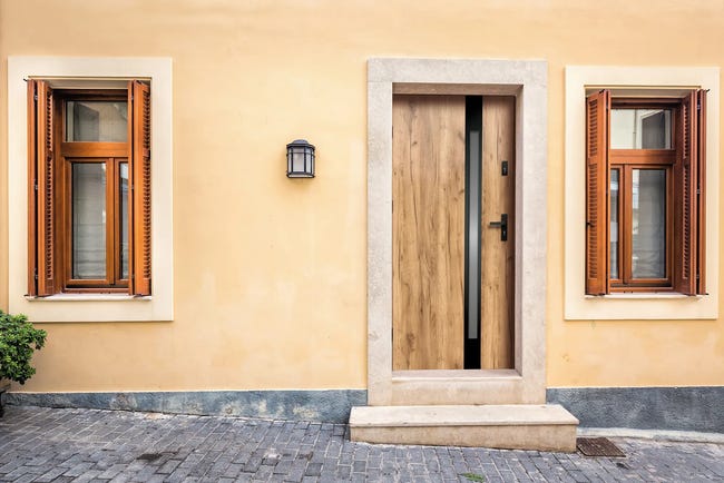 Drzwi zewnętrzne stalowe wejściowe Temidas Dąb Sonoma 80 lewe OK Doors Trendline