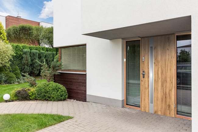 Drzwi zewnętrzne stalowe wejściowe Temidas Dąb Sonoma 90 prawe OK Doors Trendline