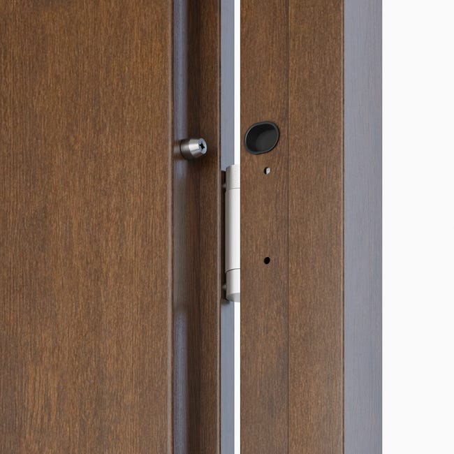 Drzwi zewnętrzne stalowe wejściowe Temidas Orzech 80 Prawe OK Doors Trendline
