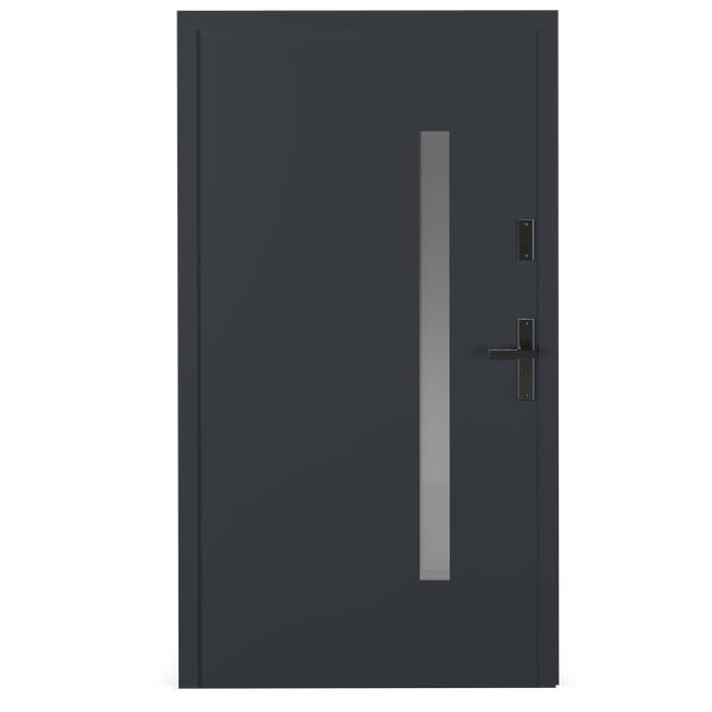 Drzwi zewnętrzne stalowe wejściowe Thor antracytowe 90 prawe Wiśniowski