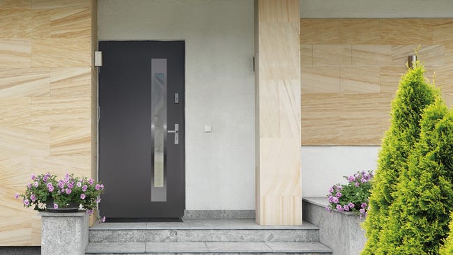 Drzwi zewnętrzne stalowe wejściowe Umbria Passive antracytowe 90 lewe Splendoor